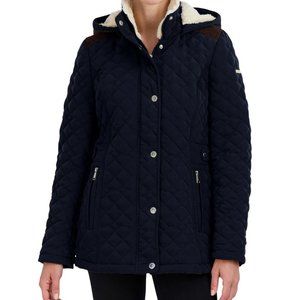 Laundry by Shelli Segal Faux Sherpa Lined Quilted Suede-Trim Jacket XS